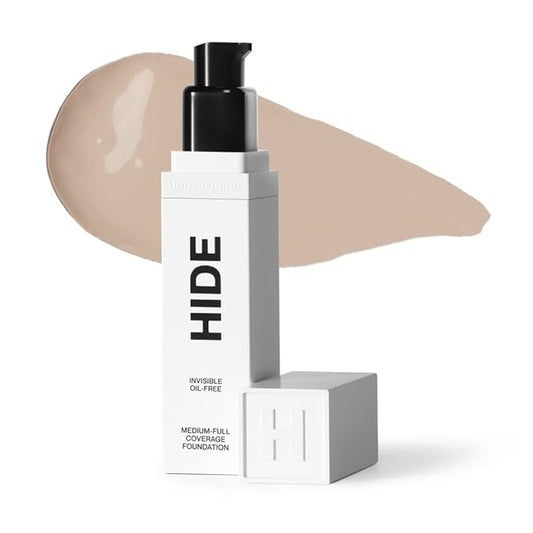 HIDE PREMIUM Liquid Foundation, Multi-Use Waterproof Foundation, Medium/Full Coverage Foundation, Shades for All Skin Types (See Shade Finder), Linen, 1 fl oz