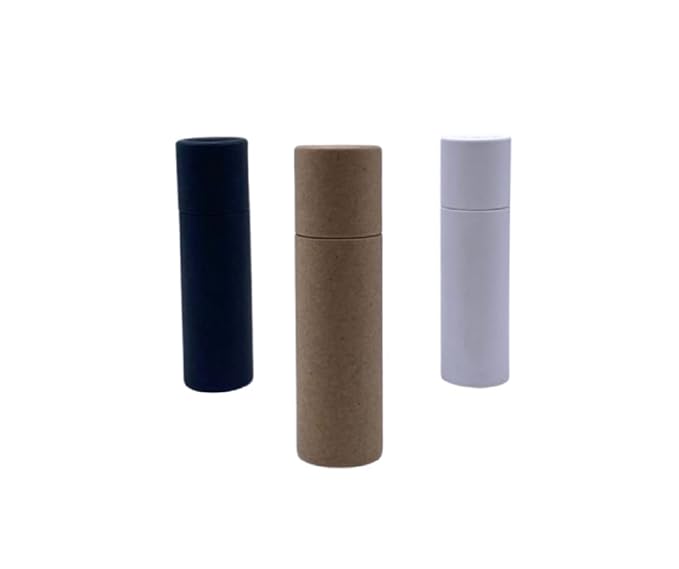 GreenWay 0.3oz / 8.5g Kraft Paperboard Lip Balm Tubes with Lids - 25 Pack Lip Gloss Tubes Refillable DIY Cosmetic Containers - Lip Balm Containers Chapstick Tubes Empty Holder Tubes - Brown