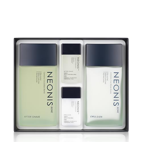 WELCOS Kwailnara NEONIS Aftershave 5.07 Fl oz & Emulsion 5.07 Fl oz with Convenient 1 Fl oz Travel Sizes Each | Gift Set | Korean Men's Skincare