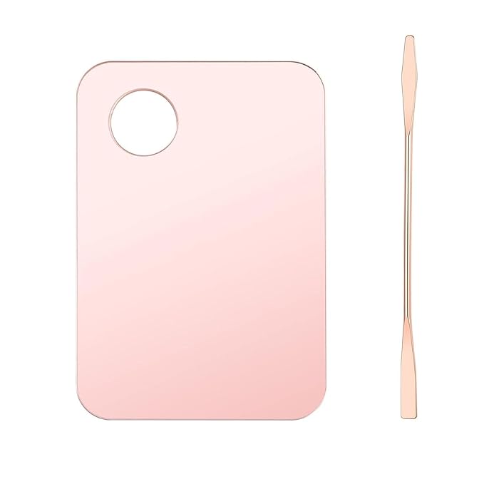 Pink Cosmetic Makeup Palette, Nail Art Palette with Spatula, DIY Makeup Mixing Palette, Beauty Salon Color Cream Mixing Palette, Nail Art Painting Mixed, Makeup Display Board Beauty and Personal Care