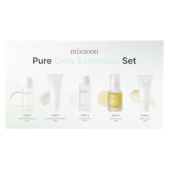 mixsoon Pure Glow Essentials Set, 5-Step Skincare Kit, Gentle & Hydrating, For All Skin Types, 5 Items Korean Glass Skin Care 29.57 Fl. Oz.