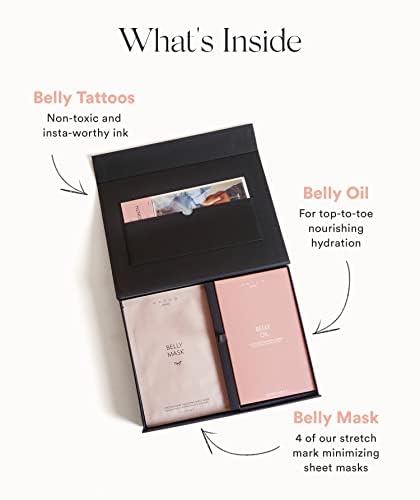 HATCH Belly Bestie Kit - Belly Oil, 4 Belly Masks, & Non-Toxic Belly Tattoos - Maternity Essentials - Belly-Centric Faves Perfect Maternity Gift
