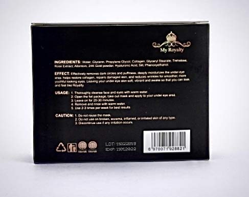 My Royalty 24K Gold Eye Mask 12 pairs collagen eye mask - anti aging, puffy eyes, tired eyes, dark circles, anti wrinkle, hylauronic acid