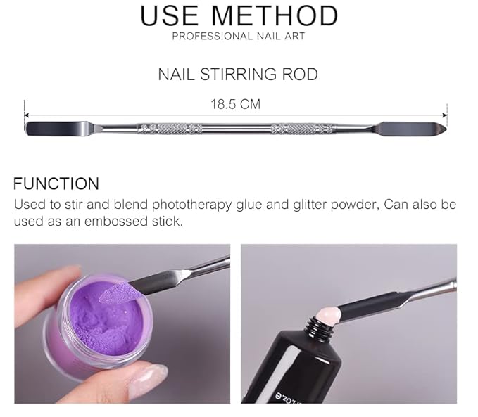 7.2 inches Pro Stainless Steel Make Up Spatula Double Sided Cosmetic Stirring Rod Nail Art Manicure Tools (size-2)