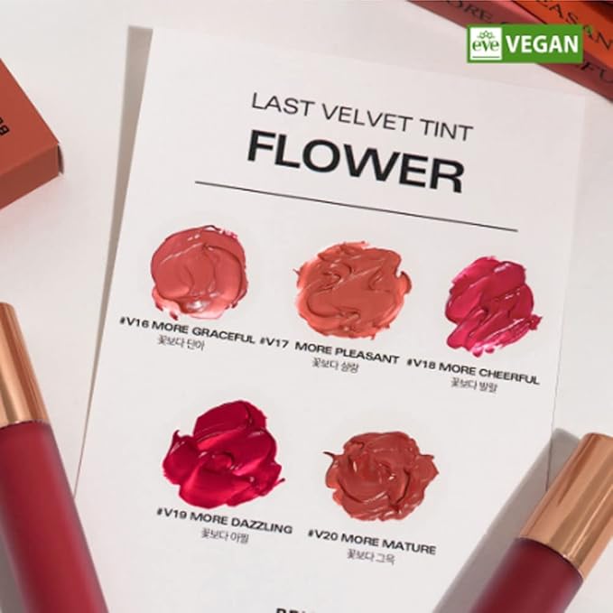 BBIA Last Velvet Tint - Soft & Creamy Matte Finish Lip Stain, Blur Effect with Velvety Texture, Long-Lasting, High Pigment, Lightweight, Non-Drying, Vegan, Korean Lip Makeup (V18 MORE CHEERFUL)