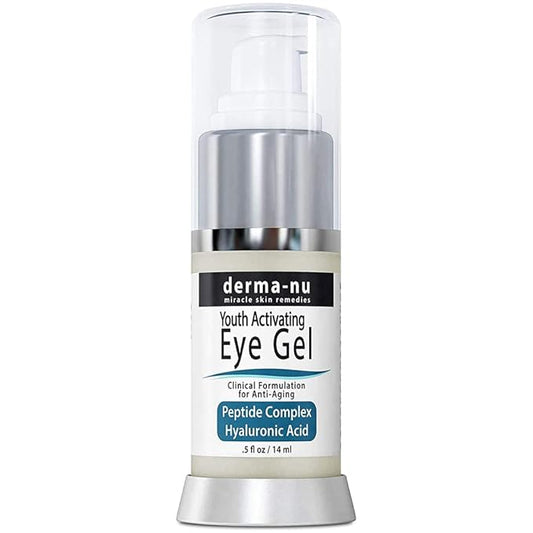 Eye Gel Anti-Aging Cream - Treatment for Dark Circles, Puffiness, Wrinkles and Fine Lines - Hyaluronic Acid Formula Infused Serum with Aloe Vera & Jojoba for Ageless Smooth Skin .5 oz