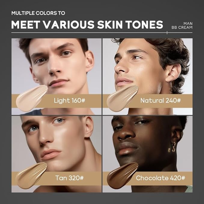 AKARY Hydrating Men BB Cream SPF 15 PA++, Full-Coverage Foundation&Concealer, Mens Face Moisturizer Cream Evens Skin Tone, Oil Control and Cover Flaws, Natural Finish for All Skin Types, Tan 320
