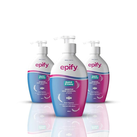 Epify Intimate Hair Removal Cream for Men and Women - Sensitive Skin, Pubic & Bikini Areas (Pack of 3)
