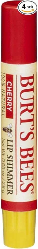 Burt's Bees Lip Shimmer, Cherry 0.09 Ounce (Pack of 4)