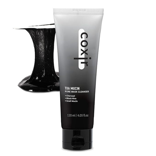 coxir TXA MUCIN ALL-IN-1 PORE MASK –Gelato Texture Wash-Off treatment | Ampoule Mask-to-Foam | Charcoal+ Snail+TXA | Blackhead Remover |Daily Pore Detox for Oily & Sensitive Skin|4.05fl.oz