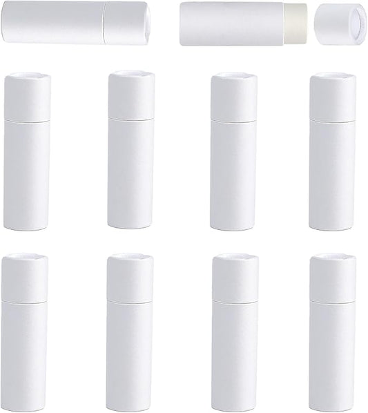 NICENEEDED 10 Pcs Paperboard Lip Balm Tubes, White Paper Lipstick Tube, Cardboard Empty Lip Gloss Container Solid Perfume Tube Cosmetic Box for DIY Lip Gloss Balm Chapstick