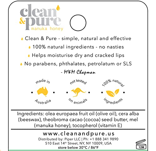 Lip Balm (Manuka Honey) | Lip Care With 100% All Natural Beeswax and Vitamin E Oil | Flavored Lip Balm for Dry…