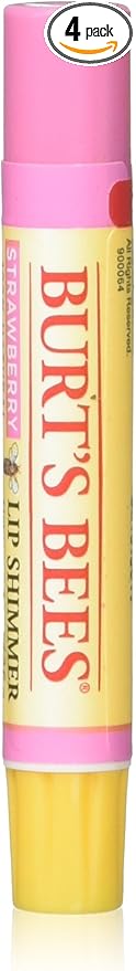 Burt's Bees Lip Shimmer Strawberry, 0.09 Ounce (Pack of 4)