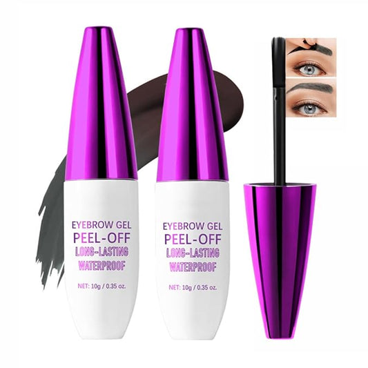 2Pcs Peel Off Eyebrow Tint Gel - Waterproof & Sweatproof All-Day Wear, Transfer-Resistant Tattoo Effect, All Skin Types + Mother’s Day Gift Set, 02#Brown