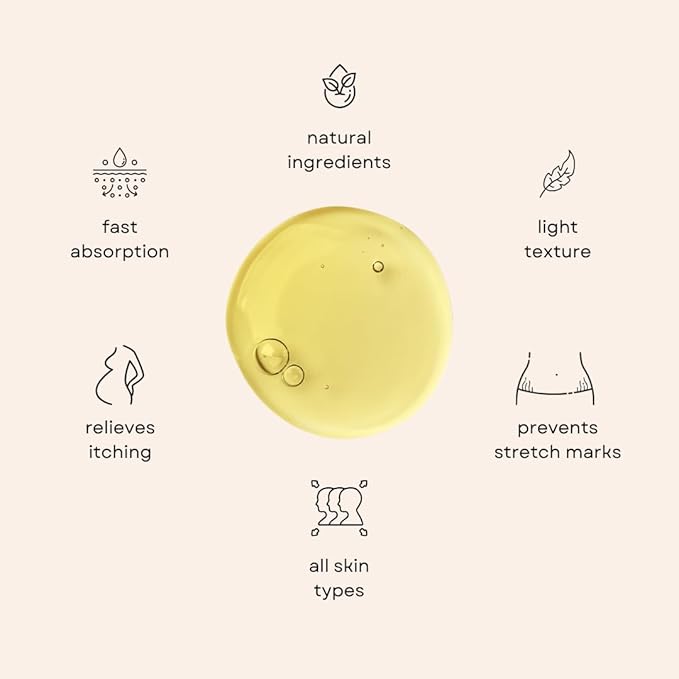 Organic Belly Oil for Pregnancy Stretch Mark Prevention and Treatment Award Winning Anti Stretch Mark Tummy Oil For Pregnancy and Postpartum - Hydrating Bump Serum