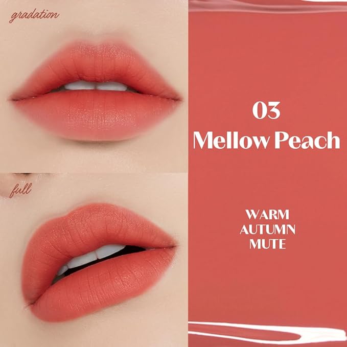 ETUDE Fixing Tint #03 Mellow Peach (4g) | Long Lasting High Pigmented Liquid Lipstick | Waterproof Lightweight Matte Finish Lip Stain | Full Coverage | Korean Makeup, Kbeauty