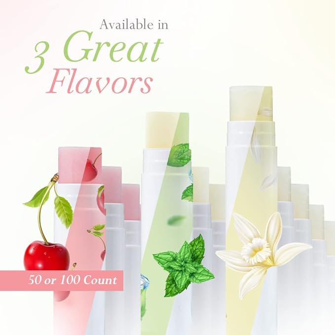 Lip Balm Bulk Unlabeled - Made in USA 150 Pack Cherry Bulk Chapstick - Natural Ingredients Vitamin E Shea Butter - Custom Chapstick Bulk For Party & Wedding Favors