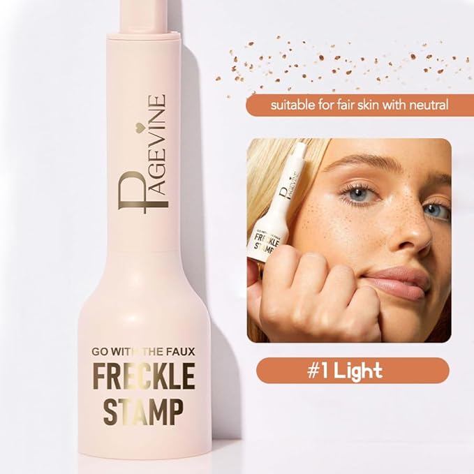 Freckle Stamp Pen, Fake Freckle Stamp Makeup Tool, Faux Freckle Stamp with Quick Dry 5-Point Multi-Prong Soft Tip, Waterproof & Long Lasting Lifelike Sunkissed Face Freckle Makeup (1# Light)