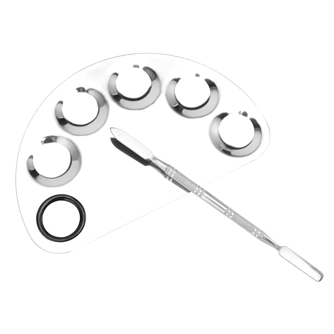 4 Pack Metal Makeup Palette, Makeup Mixing Palette with Spatula Makeup Palette Mixer Tray for Color Mixing and Makeup, Silver（2 Sizes）