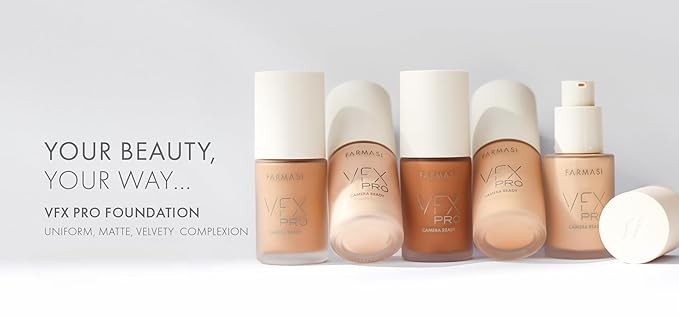 FARMASi Vfx Pro Foundation, Full Coverage Liquid Cream, Lightweight Long Lasting Coverage, Breathable Skin Moisturizer with Color True Matte Blending, Face Makeup, 1 fl. oz / 30 ml - Cool Light 02