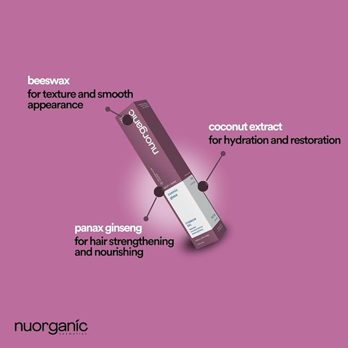 Nuorganic Brow Gel Clear - 6ml Natural Eyebrow Gel Clear, for Brow Growth | Vegan & Cruelty-Free Eyebrow Gel, Infused with Beeswax and Coconut Extract for Sculpting and Nourishing Brows