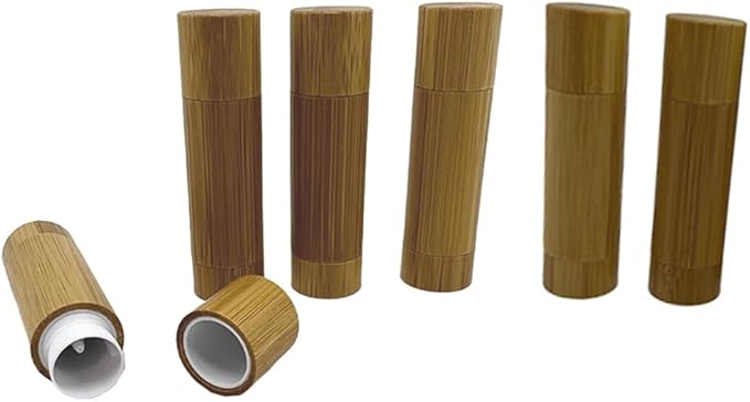 Bamboo Empty Lip Balm Containers 5.5g 6 Pack,Refillable DIY Lip Balm Tube Containers with Clear PP Plastic Inner,Lip Gloss Tubes Chapstick Holder for DIY Cosmetic Samples Deodorant