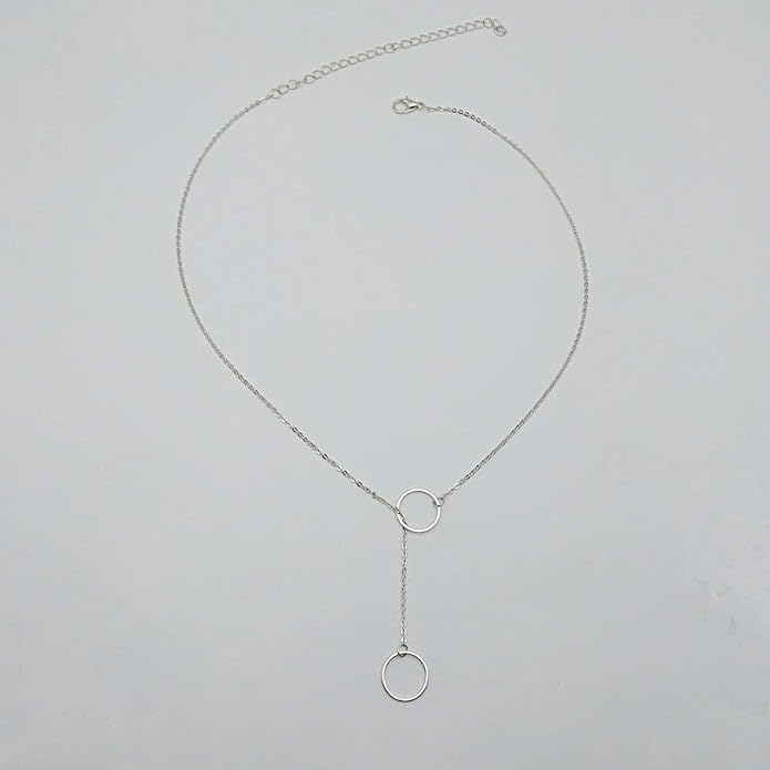 Creative Y-shaped Necklace Hollow Ring Necklace Chain Jewelry Accessories for Women and Girls