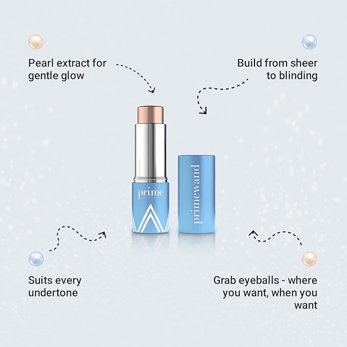 PrimeWand Pearl Stunning & Natural Pro-Age Makeup Highlighter Stick for Mature Women Infused With Pearl Extract