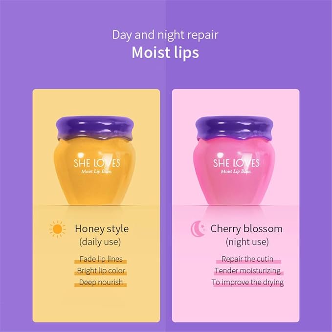 Lip Mask,Honey&Sakura Day and Night Repair Lip Sleeping Masks Honey Lip Balm, Fade Lip Lines Bee Balm Lip Balm, Hydrating &Prevention Dry and Crack Lip Scrubs Exfoliator (day and night)