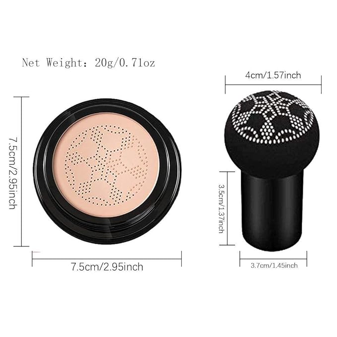 Mushroom Head Air Cushion CC Cream, BB Cream Face Makeup Foundation for Mature Skin Moisturizing Concealer Brighten Long-Lasting, Even Skin Tone for All Skin Types