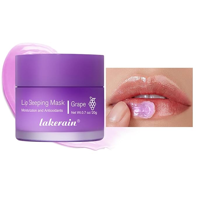 Sleeping Lip Mask, Long-Lasting Nourish & Hydrate Lip Mask, Lip Balm, Lip Oil, Lip Skin Care, Hydrating, Moisturizing Lip Lines Night Sleep Care Lip Anti-chapped Lip Cream (04# Grape)