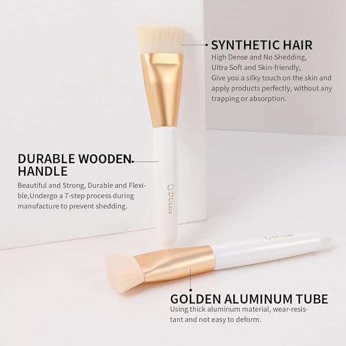 DUcare Contour Brush, Flat Top & Oval Head Face Contouring Brush For Blending & Buffing, Multi-Purpose Face Makeup Brushes for Liquid Foundation/Cream/Facial Mask