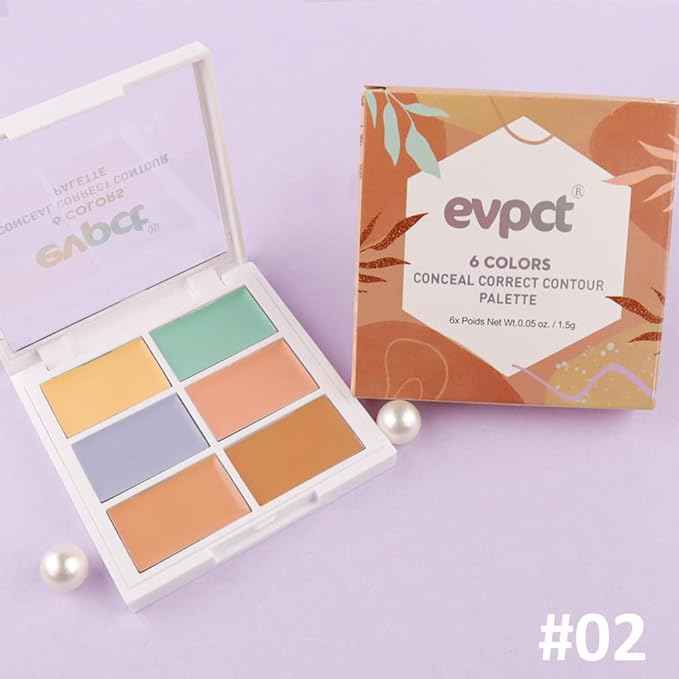 evpct 6 Colors Conceal Correct Cream Contour Makeup Palette for Mature Skin Color Correcting Conceal trouble spots dullness dark circles Correct discolorations Camouflage imperfections Covers redness
