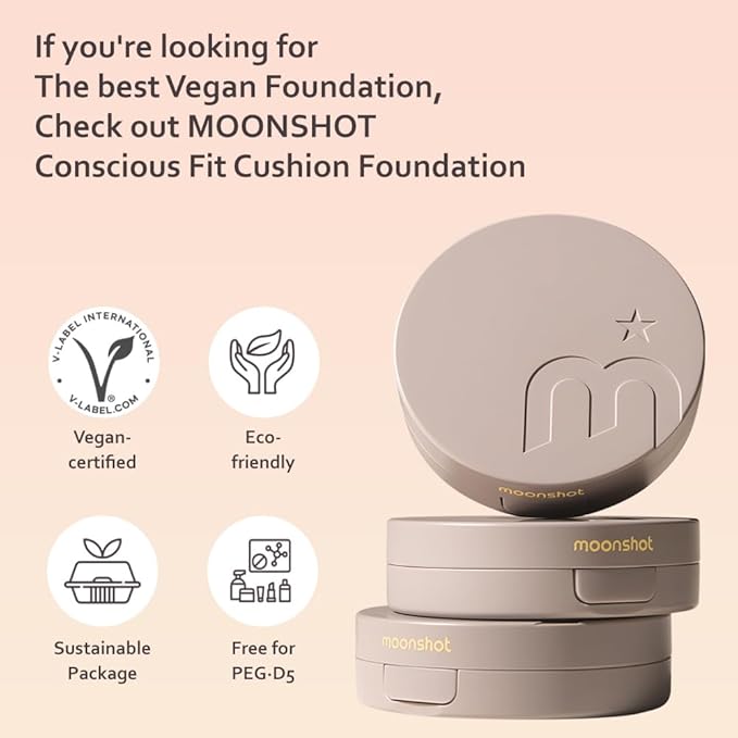 MOONSHOT KOREA Conscious Fit Cushion Foundation Flawless Coverage,Glass skin,Long-Lasting, Lightweight, Buildable Coverage,k-beauty (15N Cosmic Cream, [refill] Conscious Fit Cushion)