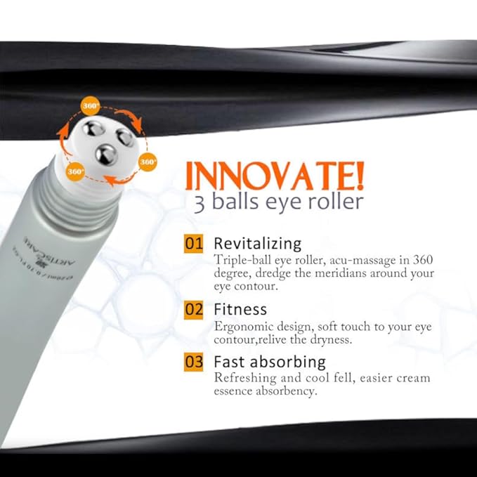 Peptide Under Eye Roller Serum With Roller Balls For Dark Circles And Puffiness | Massage Ball Cream for Fine Lines and Wrinkles | Hydrates Brightens Under Eye Area Restores Skin Firmness (PEPTIDE)