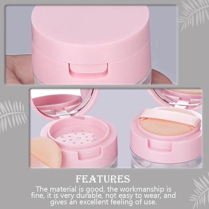 minkissy 2 Sets Powder Box Mini Containers Loose Cosmetic Cases for Traveling Foundation Makeup Powder Women Cosmetic Supply Powder Case Bulk Makeup Pink Flash Body Powder 3g Abs