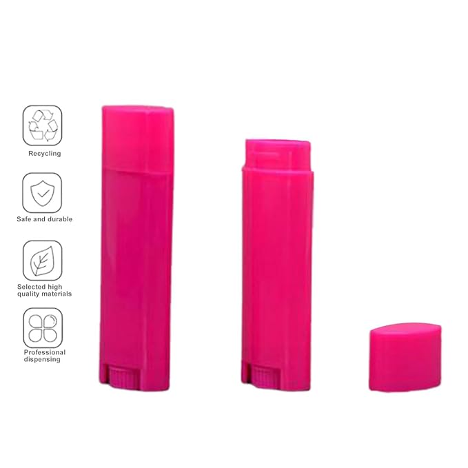 5ml 50Pcs Empty Oval Deodorant Lip balm Tubes Containers Twist-up Refillable Containers for Lipstick,Chapstick,Homemade Lip balm,DIY Deodorants(Hot Pink)