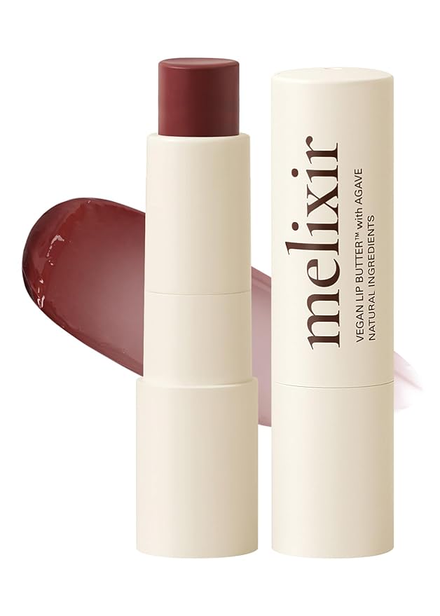 Melixir Vegan Lip Butter #18 Vintage Lust (+11 more colors), Hydrating Tinted Lip Balm Stick, Bee-Free, Petrolatum-Free, Plant-Based, Moisturizes Dry Chapped Lips With Shea Butter, Sheer Natural Finish