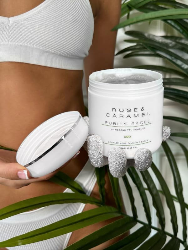Rose & Caramel Purity Excel 60 Second Miracle Express Self Tan Remover & Exfoliating Tan Eraser Body Scrub 14.89 Fl Oz (440ml)