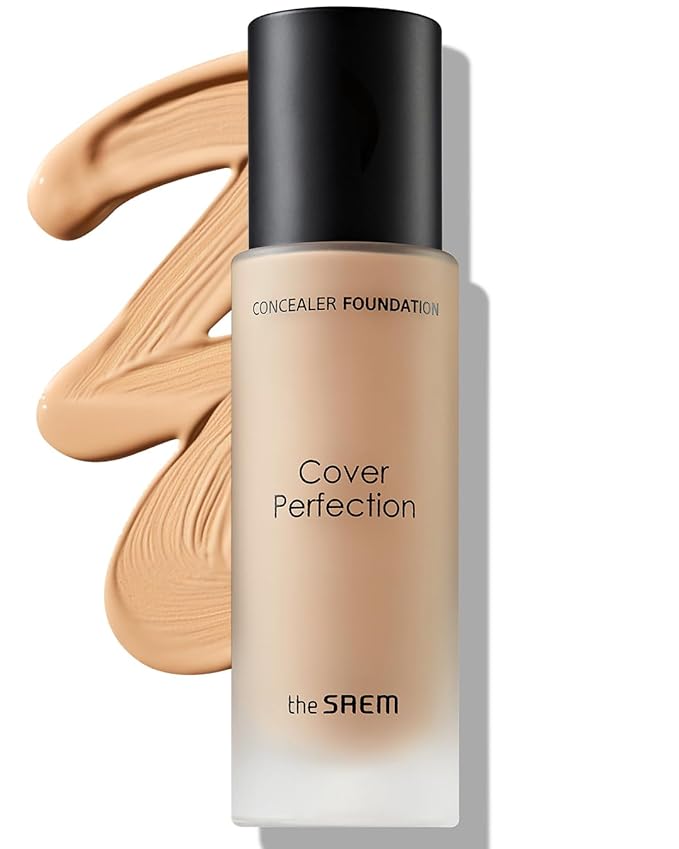 THESAEM Cover Perfection Concealer Foundation - 24H Coverage, Light Liquid Texture - Ideal for Oily, Combination Skin, Provides Semi-Matte, Smooth Finish, 1.01 fl.oz. (2.0 Rich Beige)