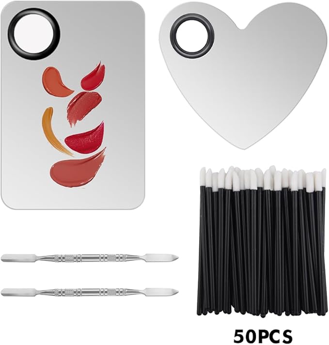 Makeup Palette Lipstick Applicator with Spatula Lip Gloss Brush Makeup Tool Set Suitable for Lipstick, Foundation and Other Cosmetic Color Mixing(Makeup Palette Set)