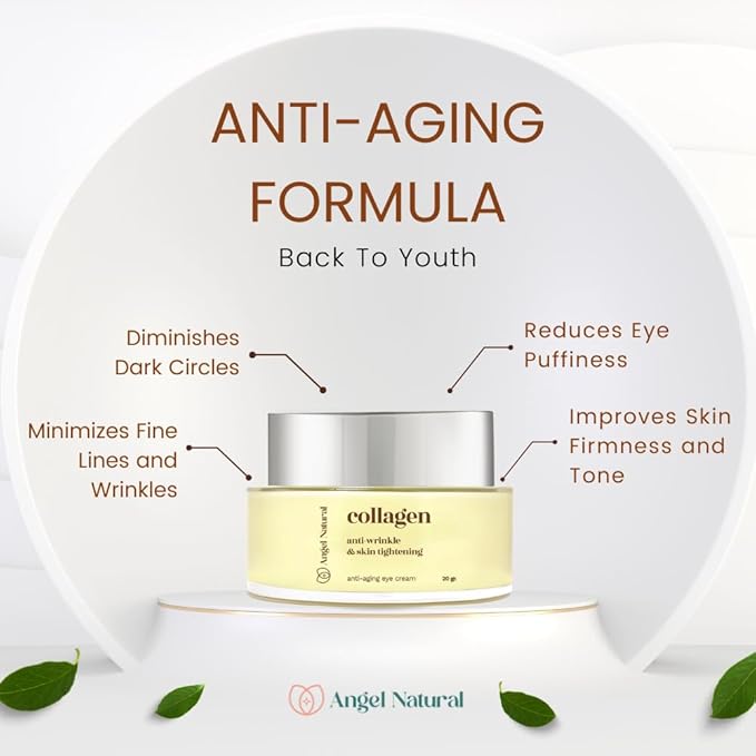 Anti-Aging Eye Cream with 5% Collagen and 5% Vitamin C, Reduce Dark Circles & Puffiness, Fine Lines and Wrinkles, Caffeine, Korean Skin Care, 0.7 Fl Oz