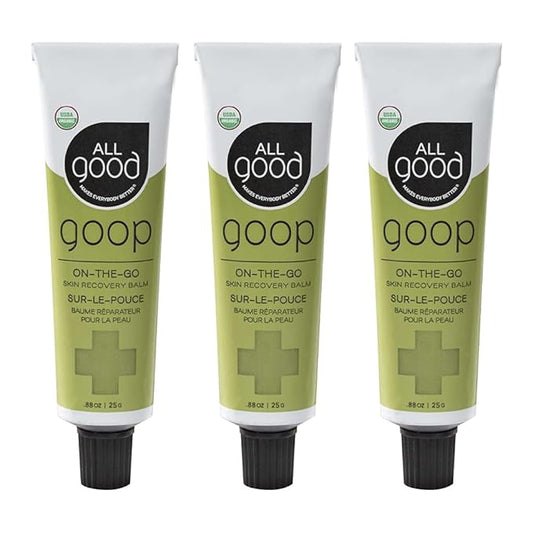 All Good Goop on the Go - Chafing Cream, Dry Skin Salve, Cracking Lip Moisturizer - Soothes, Hydrates & Calms - Travel Size Recovery Balm 1oz (3-pack)