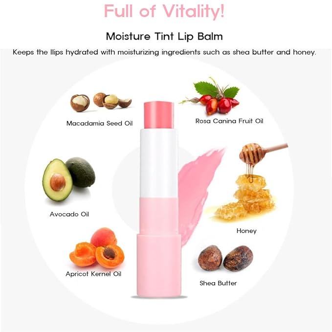 Moisture Tint Lip Balm-Vegetable oil, Shea butter, Avocado Oil-Long-lasting colors,Lip Repair,Dry Lip Treatment-Moisturizing Lip Care 0.12oz. (Red)