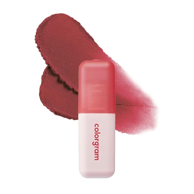 COLORGRAM NUDE BLUR TINT 05 VINTAGE RED | Soft Velvet Matte Lip Stain & Cheek Tint | Lightweight Blurring Tint for a Smooth & Airbrushed Finish | 24H Hydration, Long-Lasting & Non-Sticky Formula