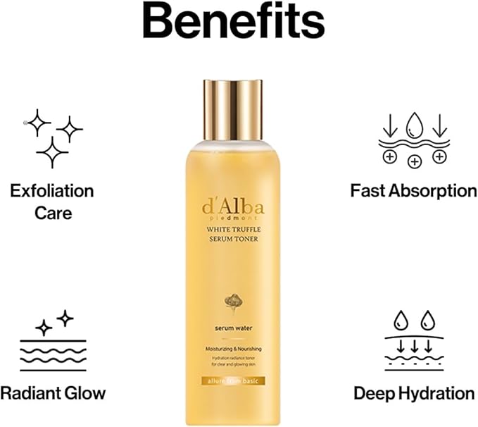 d'alba Piedmont White Truffle Moisturizing Serum Toner, Glass Skin with Double Vitamin Skincare, Face Moisturizer, (6.08fl. oz)