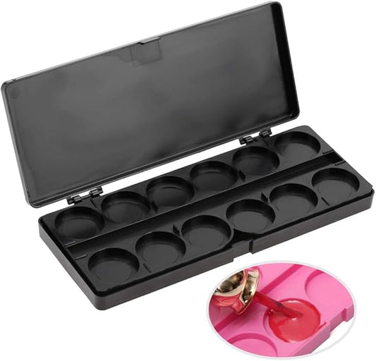 Nail Art Palette, 24 Grid Plastic Nail Art Paint Color Mixing Palette Plate Watercolor Pigment Color Mixing Case Manicure Drawing Tray(Black)