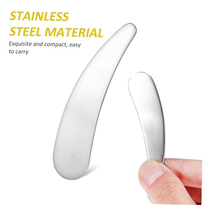 Compact Beauty Spatula Set - 2pcs Reusable Metal Makeup Scoop - Ideal for Lotions - Moisturizers and Creams - Essential Skincare Tool for Facial Care and Cosmetic Use