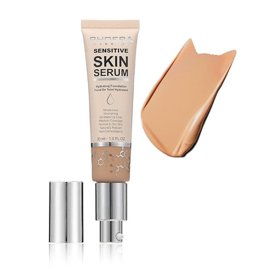 PHOERA Essence Foundation, Hypoallergenic Full Coverage Foundation Serum, Hydrating Light, Matte Oil Control.(N03 Buff Beige, norm)