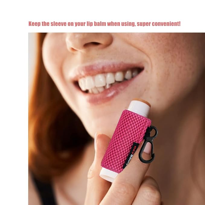 3PCS Lip Balm Holder Sleeves Keychain Lipstick Sleeves Lip Gloss Holder Keychain Chapstick Elastic Sleeves(Black/Rose/Beige)